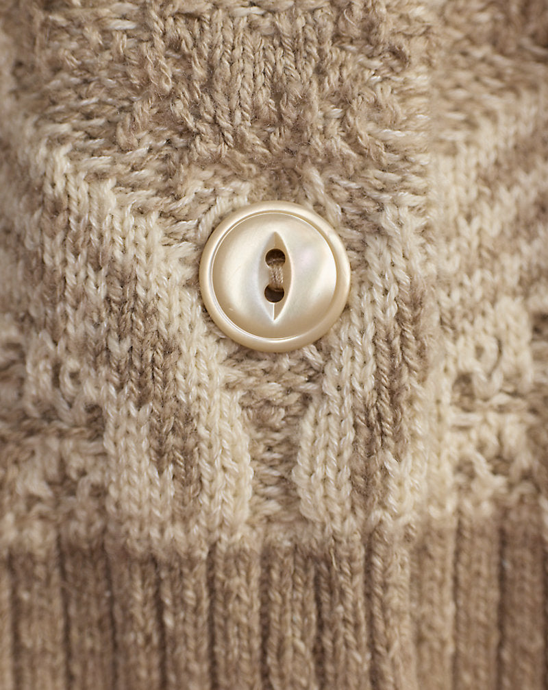 Cardigan in maglia jacquard a fiori — Naturale/Panna