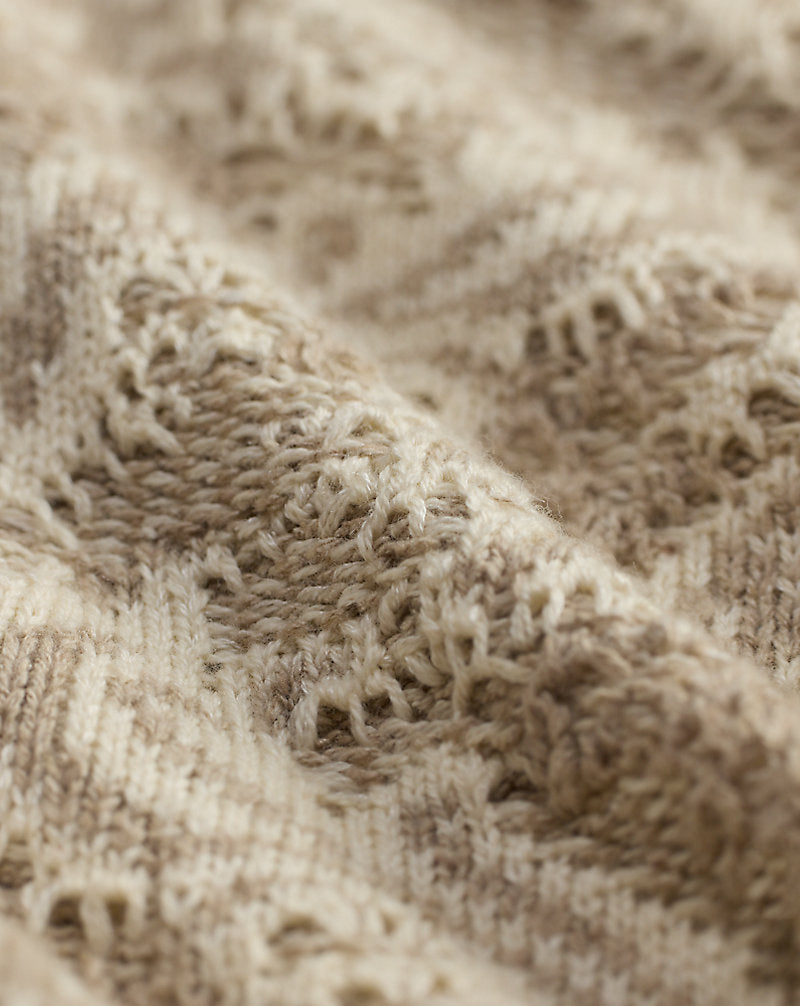 Cardigan in maglia jacquard a fiori — Naturale/Panna