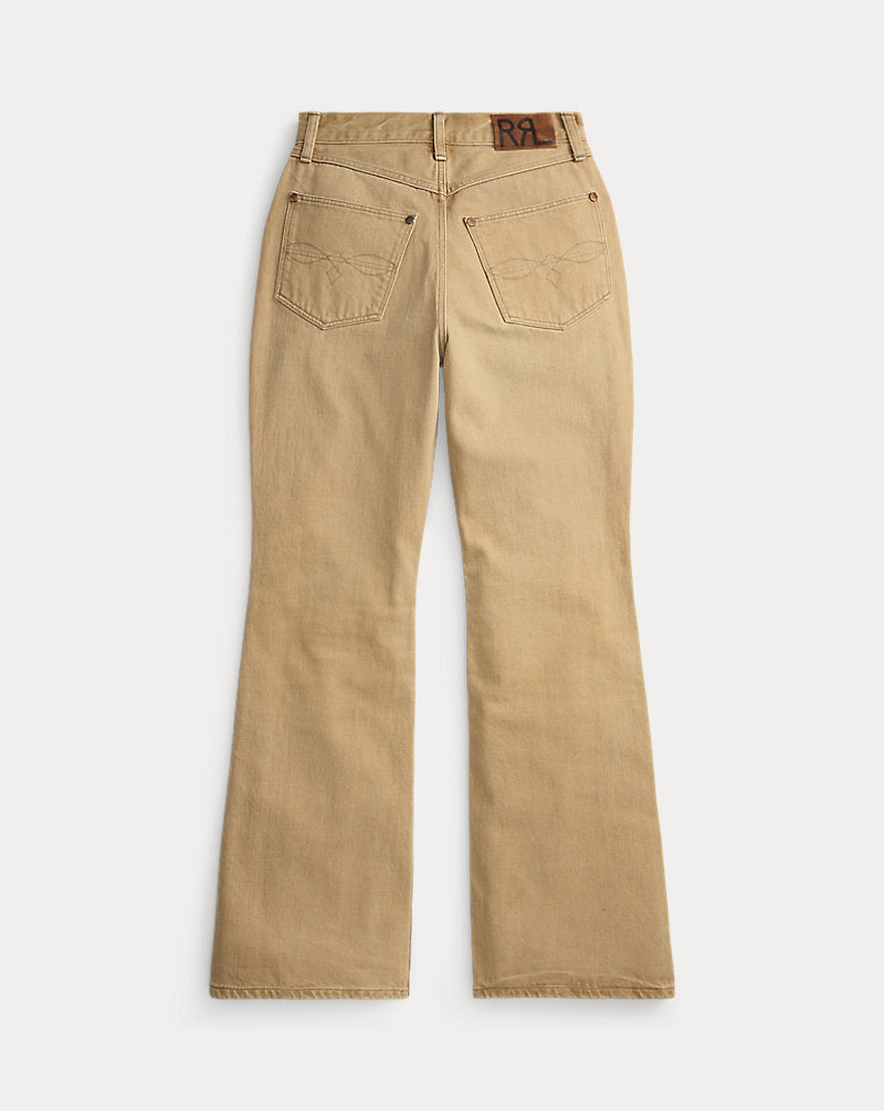 Jeans bootcut color cuoio ricamati — Color cuoio lavato