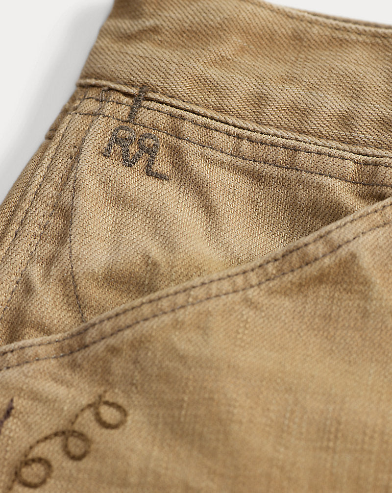 Jeans bootcut color cuoio ricamati — Color cuoio lavato