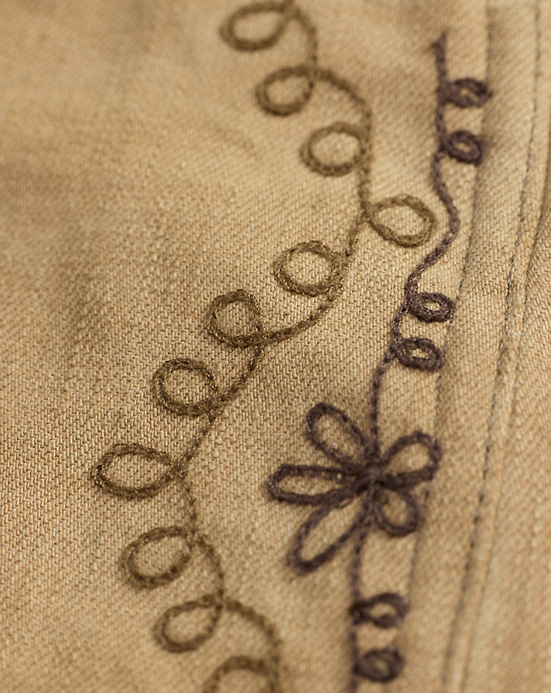 Jeans bootcut color cuoio ricamati — Color cuoio lavato
