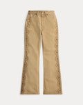 Jeans bootcut color cuoio ricamati — Color cuoio lavato