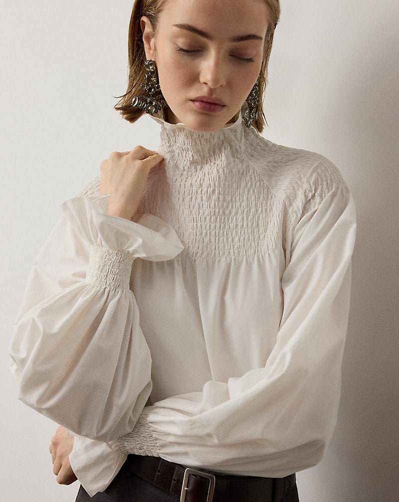 Camicetta Maddison in popeline — Panna
