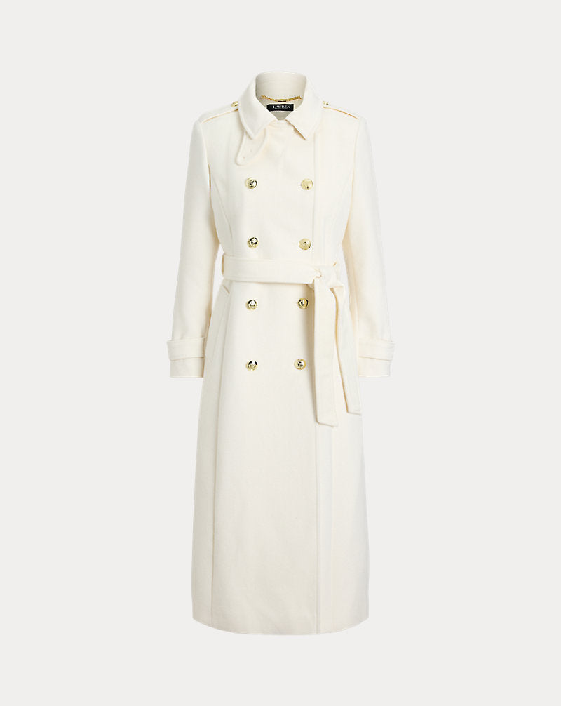 Cappotto con collo a imbuto e cintura — Panna Moda