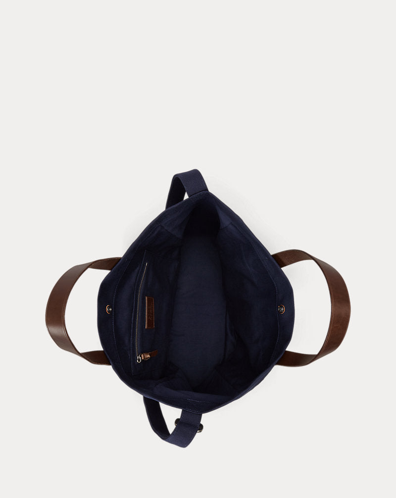 Shopper tote Polo Bear in tela — Blu navy Newport