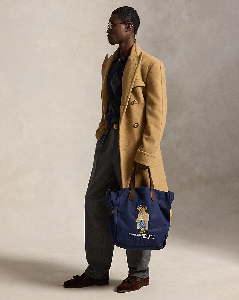 Shopper tote Polo Bear in tela — Blu navy Newport