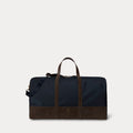 Borsone con finiture in camoscio — Blu navy Newport/Marrone