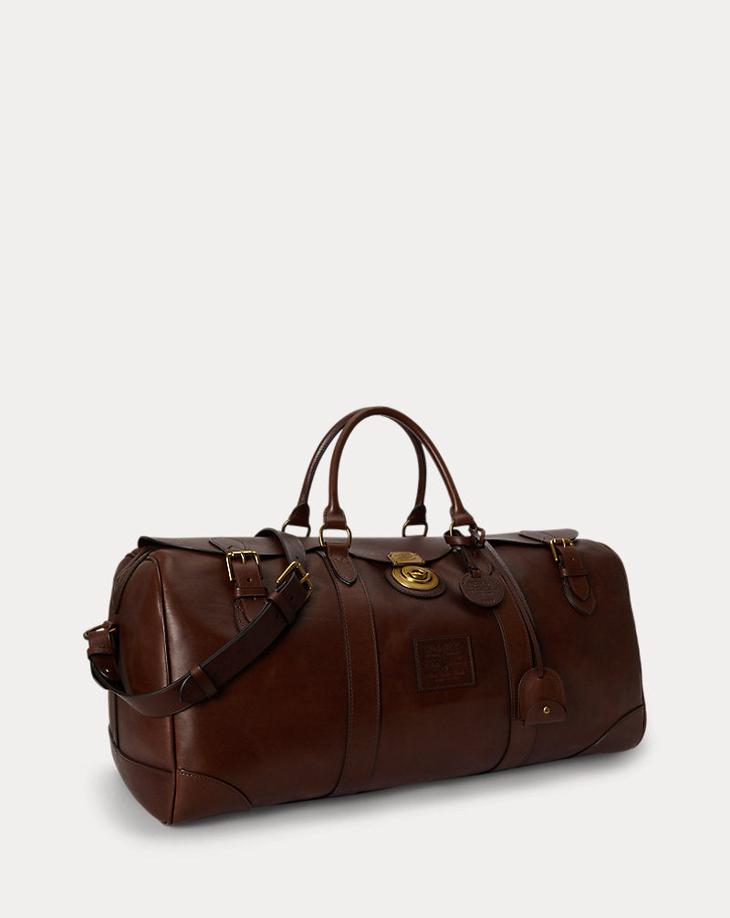 Borsone Heritage Lock grande in pelle — Marrone brunito
