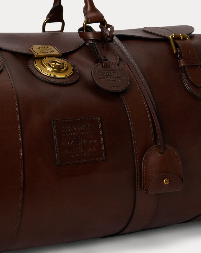 Borsone Heritage Lock grande in pelle — Marrone brunito