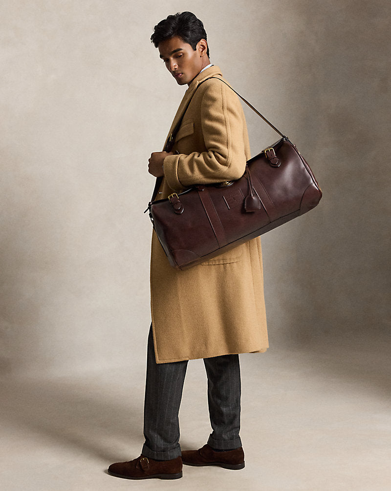 Borsone Heritage Lock grande in pelle — Marrone brunito