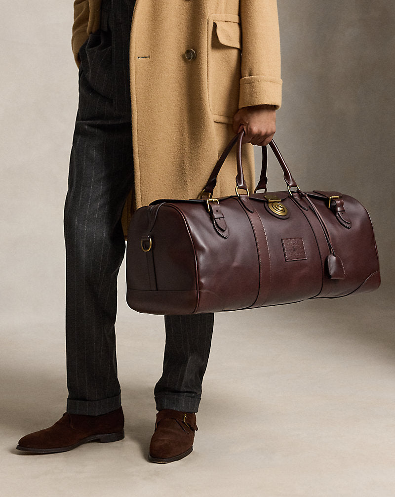 Borsone Heritage Lock grande in pelle — Marrone brunito