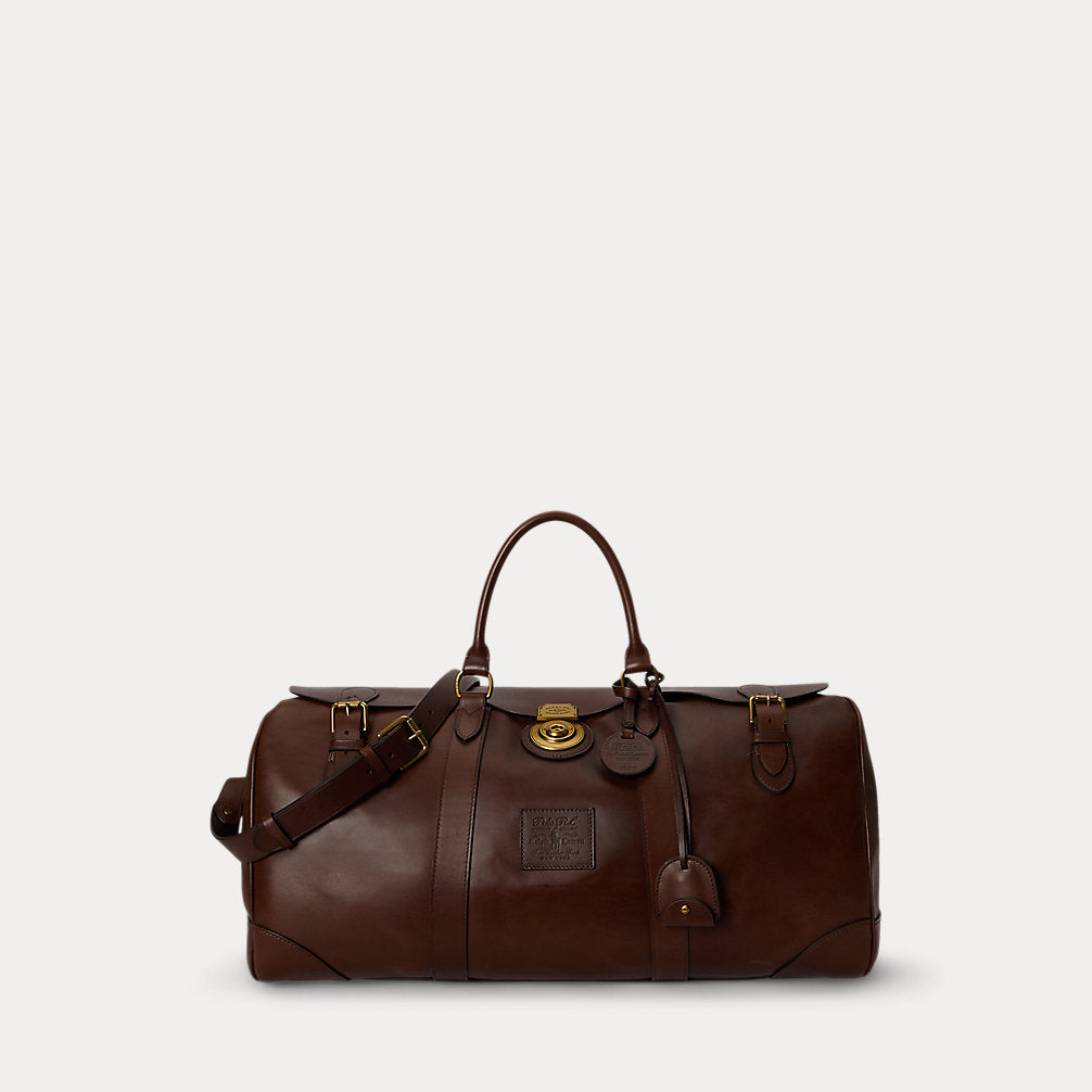 Borsone Heritage Lock grande in pelle — Marrone brunito