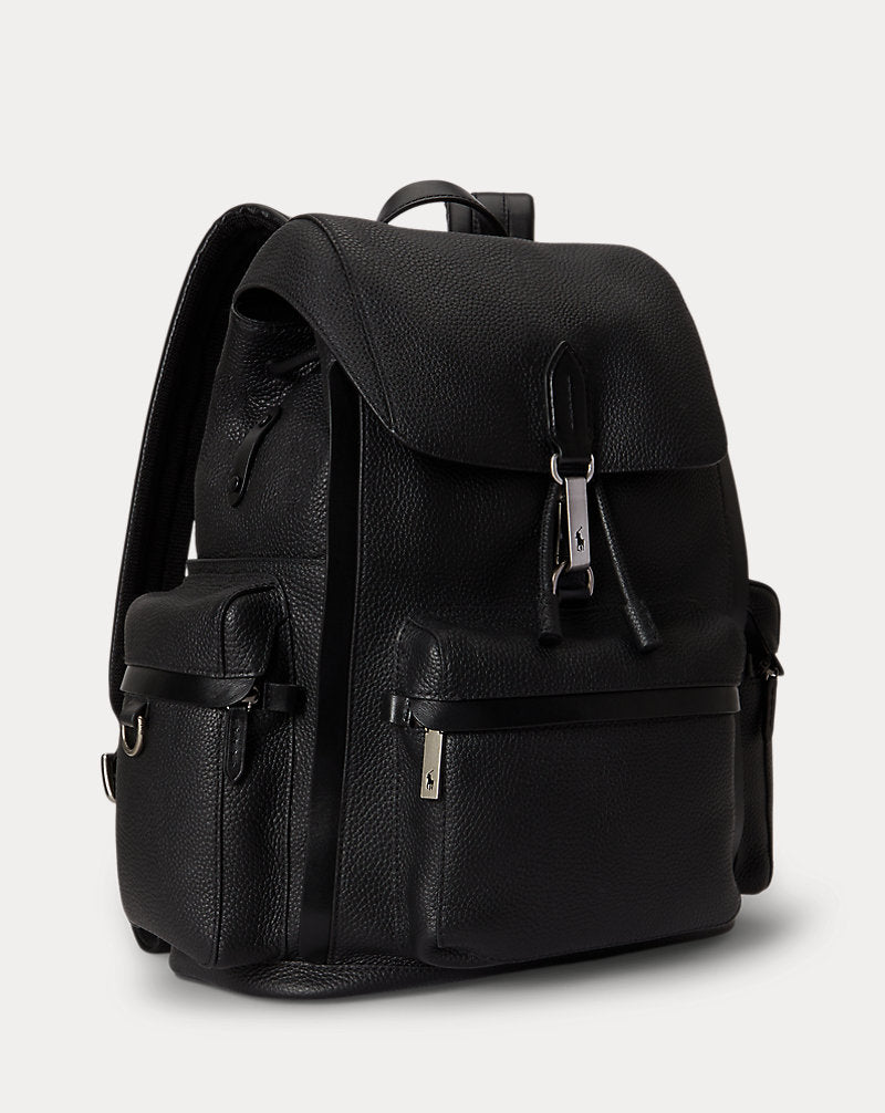 Zaino Polo ID in pelle martellata — Nero