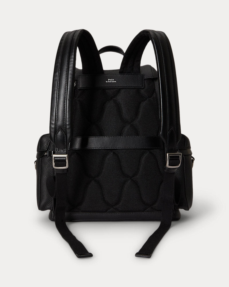 Zaino Polo ID in pelle martellata — Nero