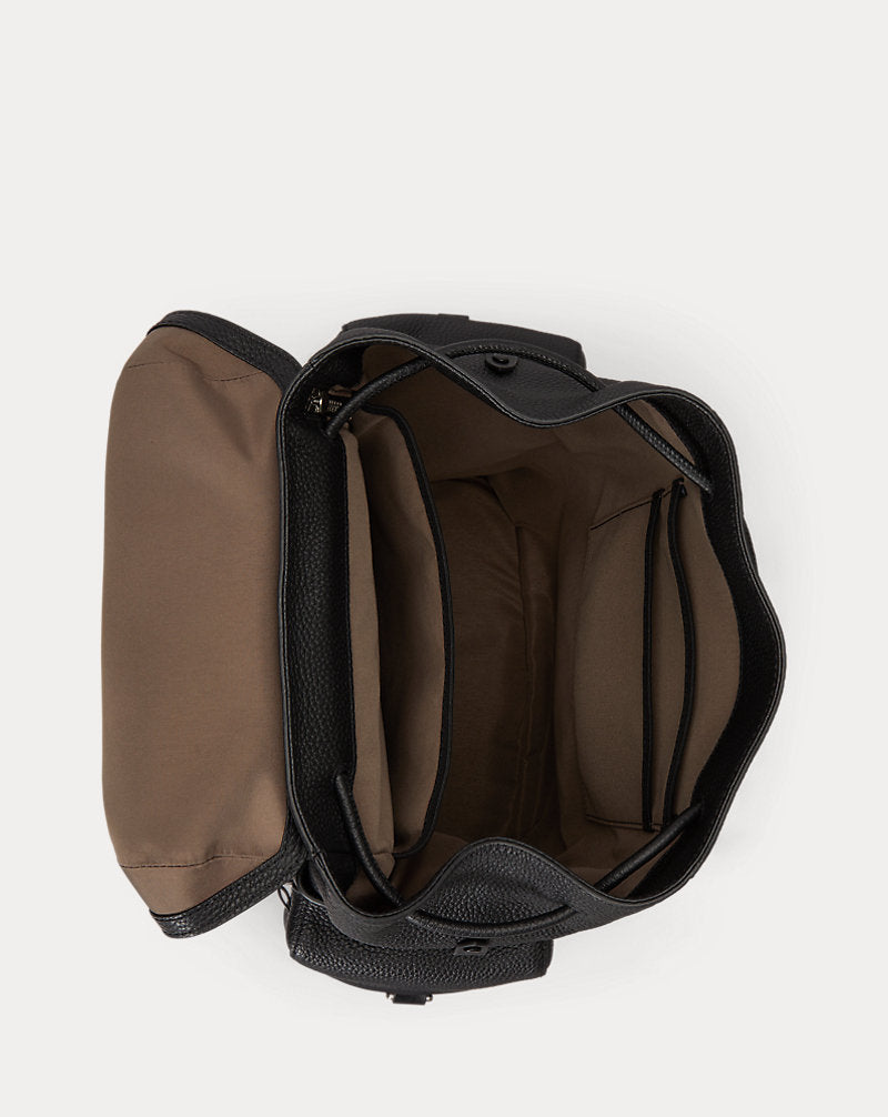 Zaino Polo ID in pelle martellata — Nero
