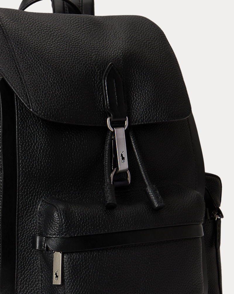 Zaino Polo ID in pelle martellata — Nero