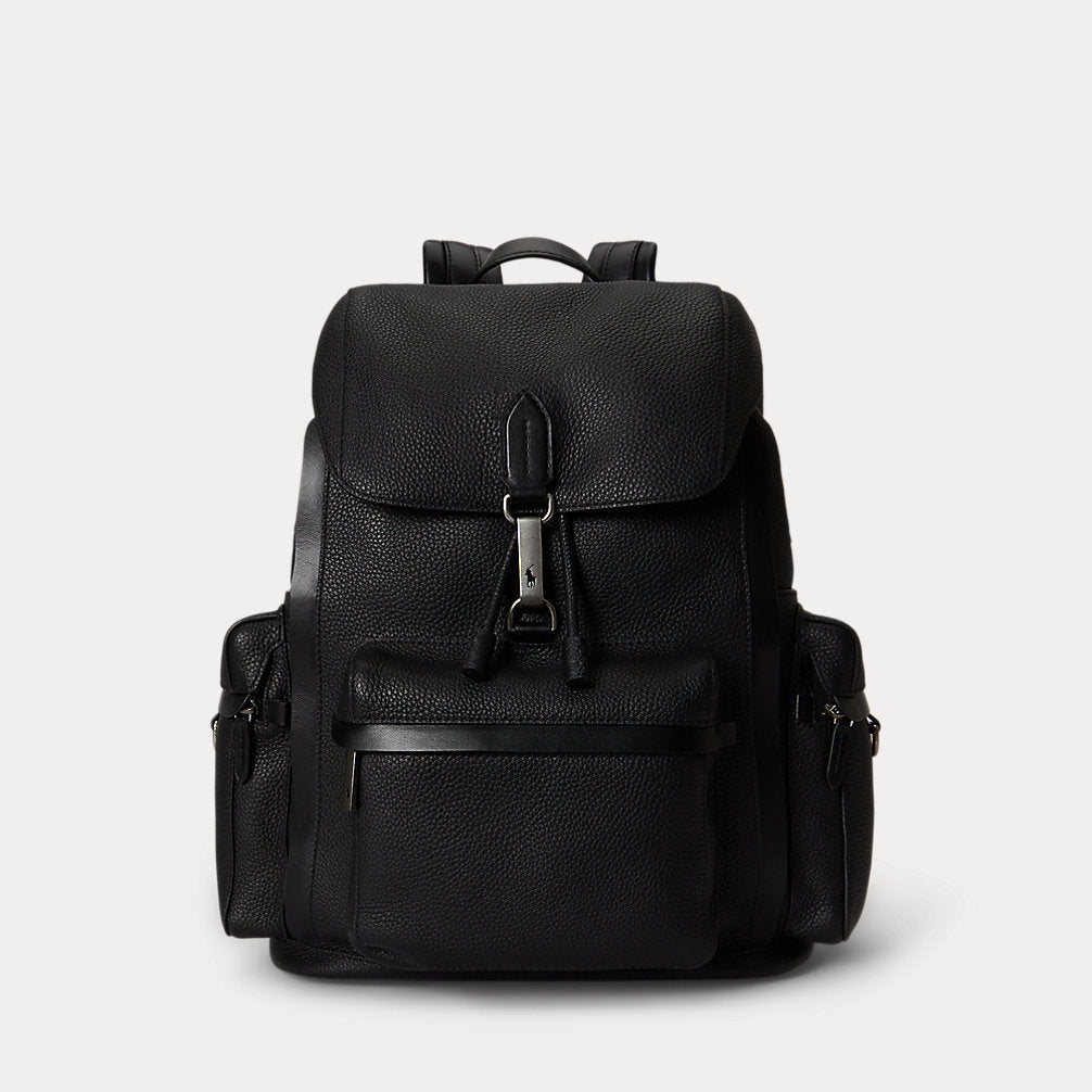 Zaino Polo ID in pelle martellata — Nero