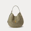 Borsa Shoulder Polo ID grande camoscio — Verde oliva chiaro