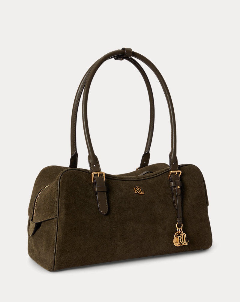 Bauletto Marcy grande in camoscio — Verde botanic/Verde botan