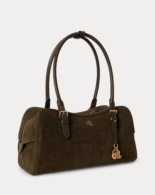 Bauletto Marcy grande in camoscio — Verde botanic/Verde botan