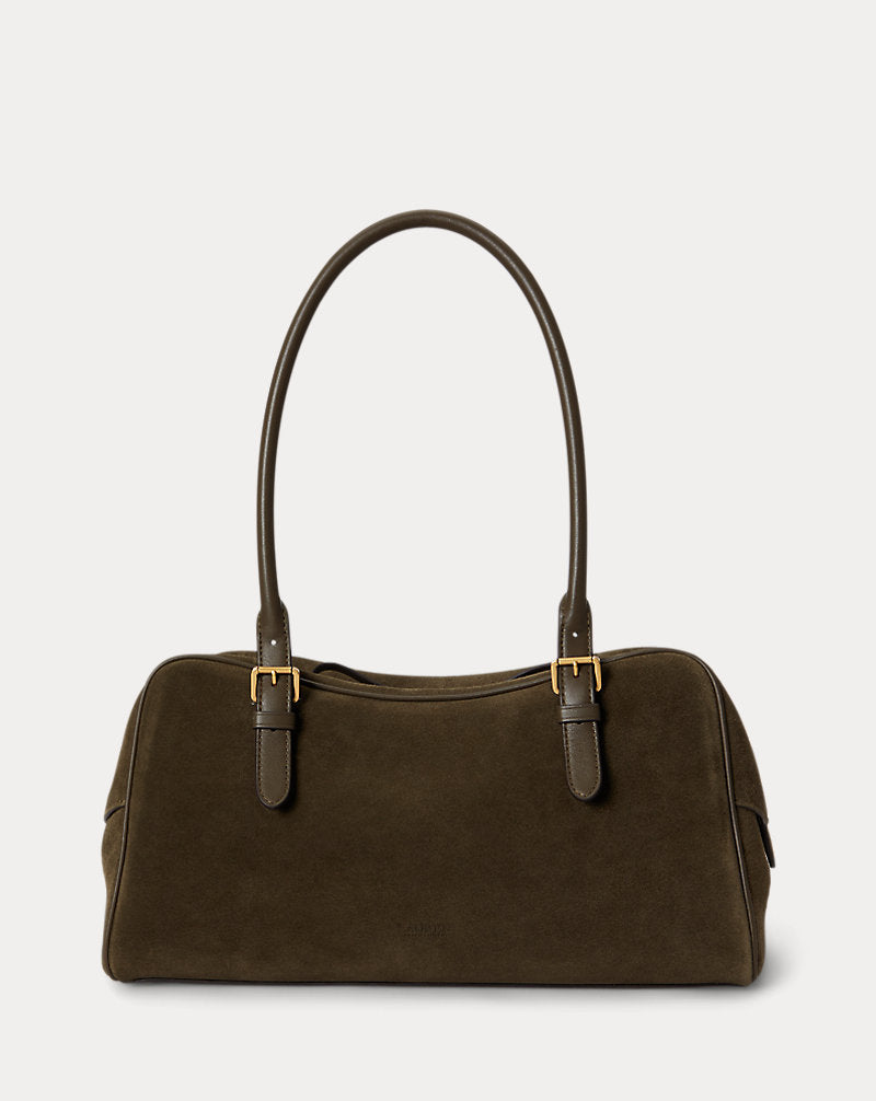 Bauletto Marcy grande in camoscio — Verde botanic/Verde botan