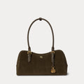 Bauletto Marcy grande in camoscio — Verde botanic/Verde botan