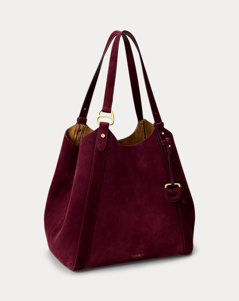 Tote Tasha grande in pelle scamosciata — Granato scuro