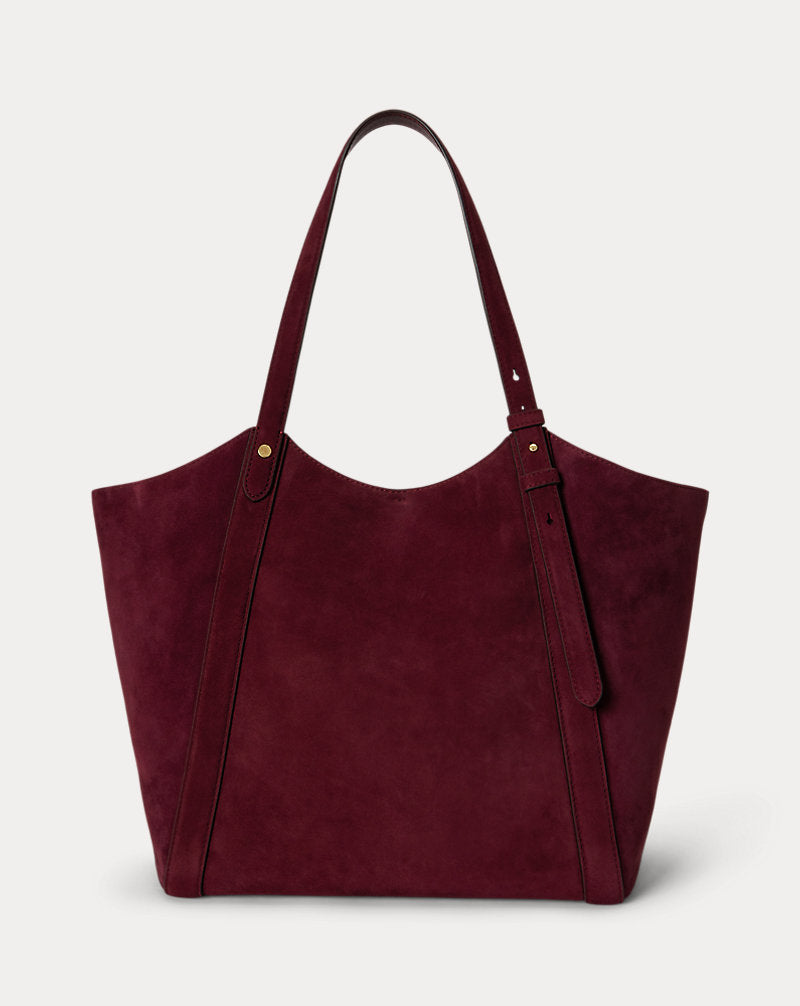 Tote Tasha grande in pelle scamosciata — Granato scuro