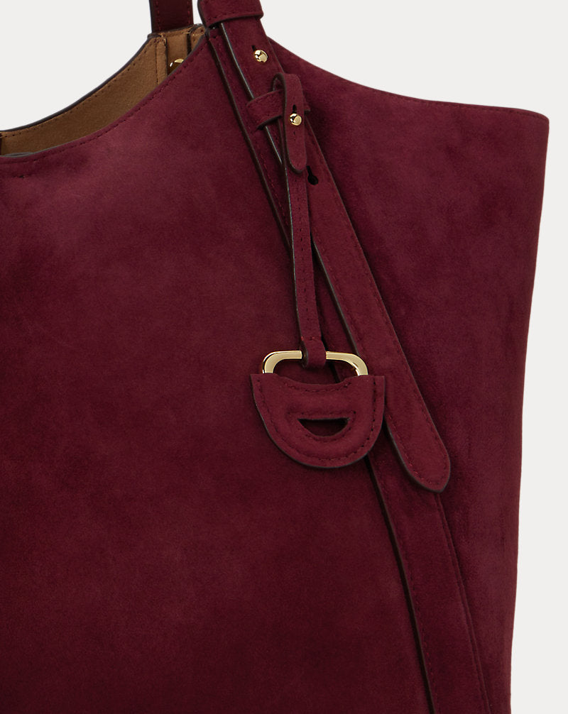 Tote Tasha grande in pelle scamosciata — Granato scuro