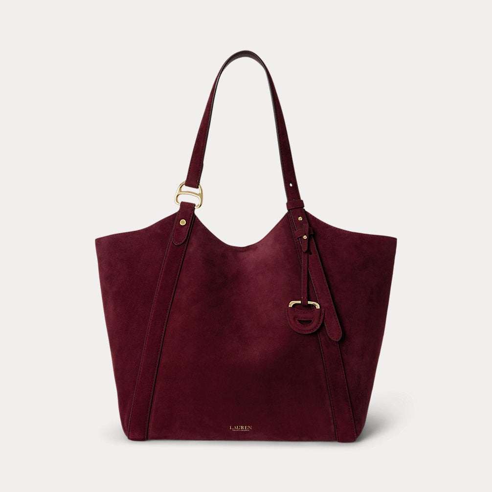 Tote Tasha grande in pelle scamosciata — Granato scuro