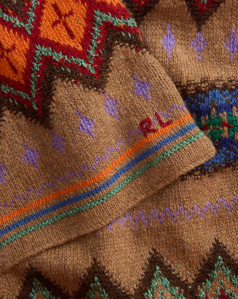 Sciarpa in misto lana a maglia jacquard — Naturale multicolore