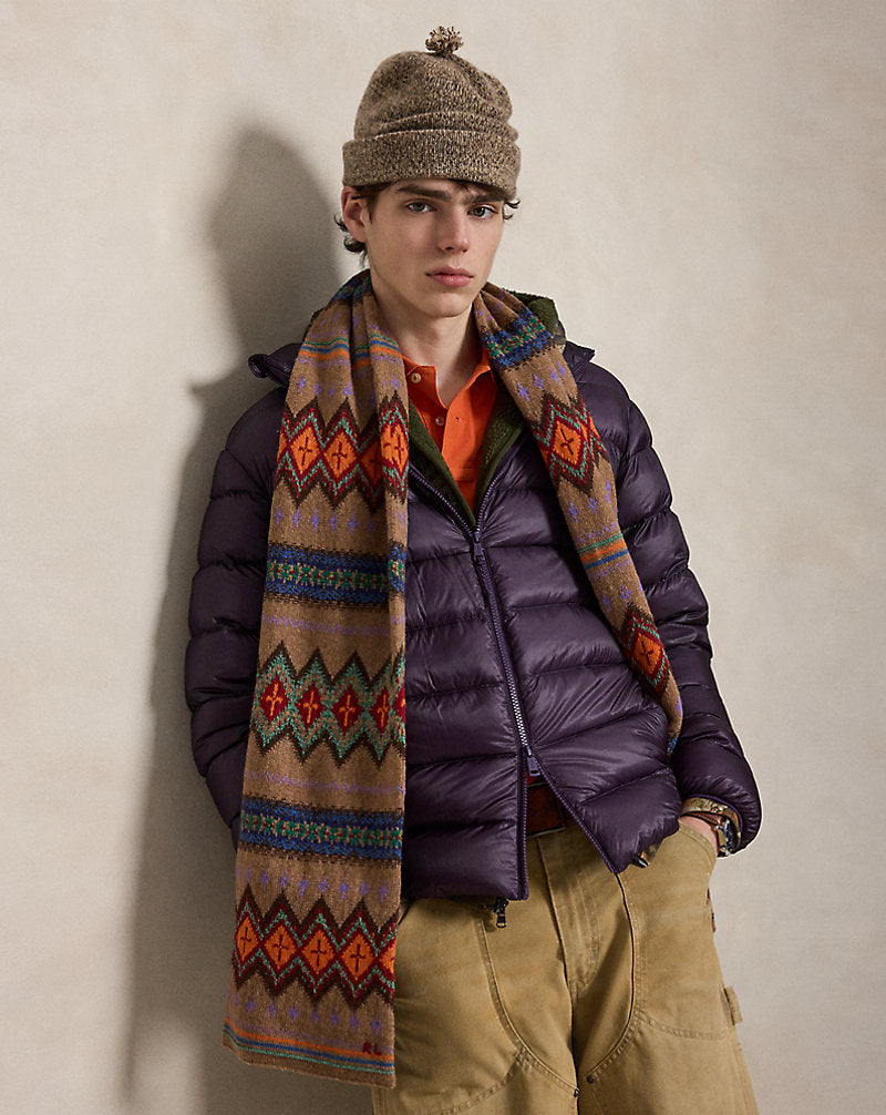 Sciarpa in misto lana a maglia jacquard — Naturale multicolore