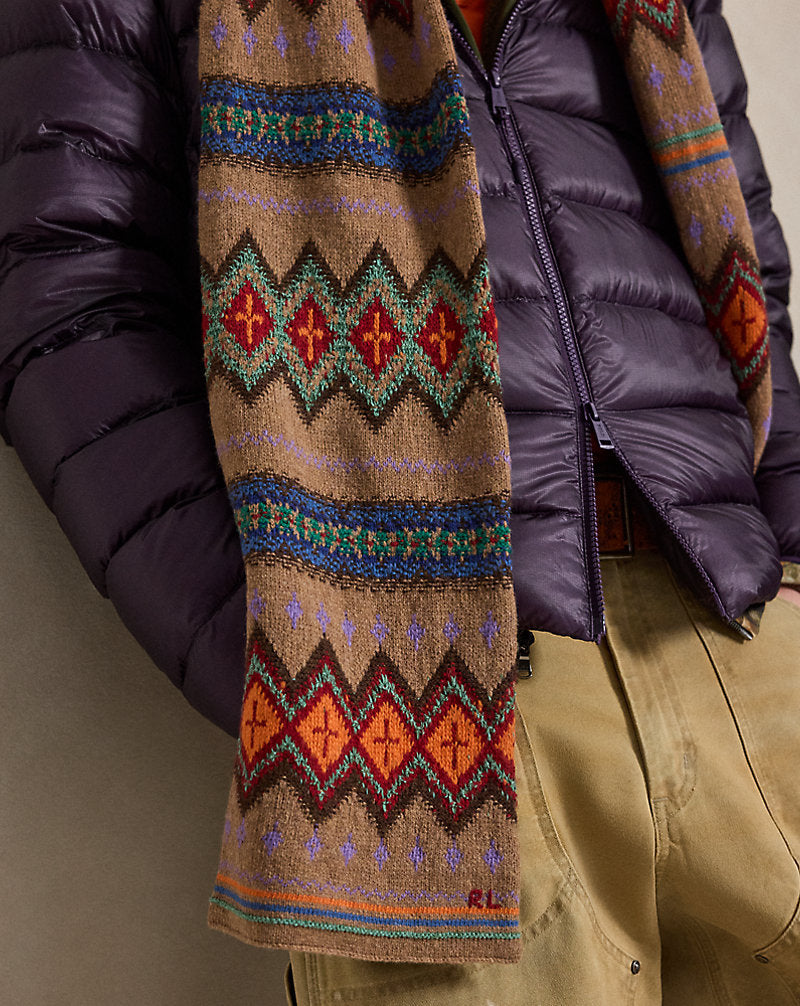 Sciarpa in misto lana a maglia jacquard — Naturale multicolore