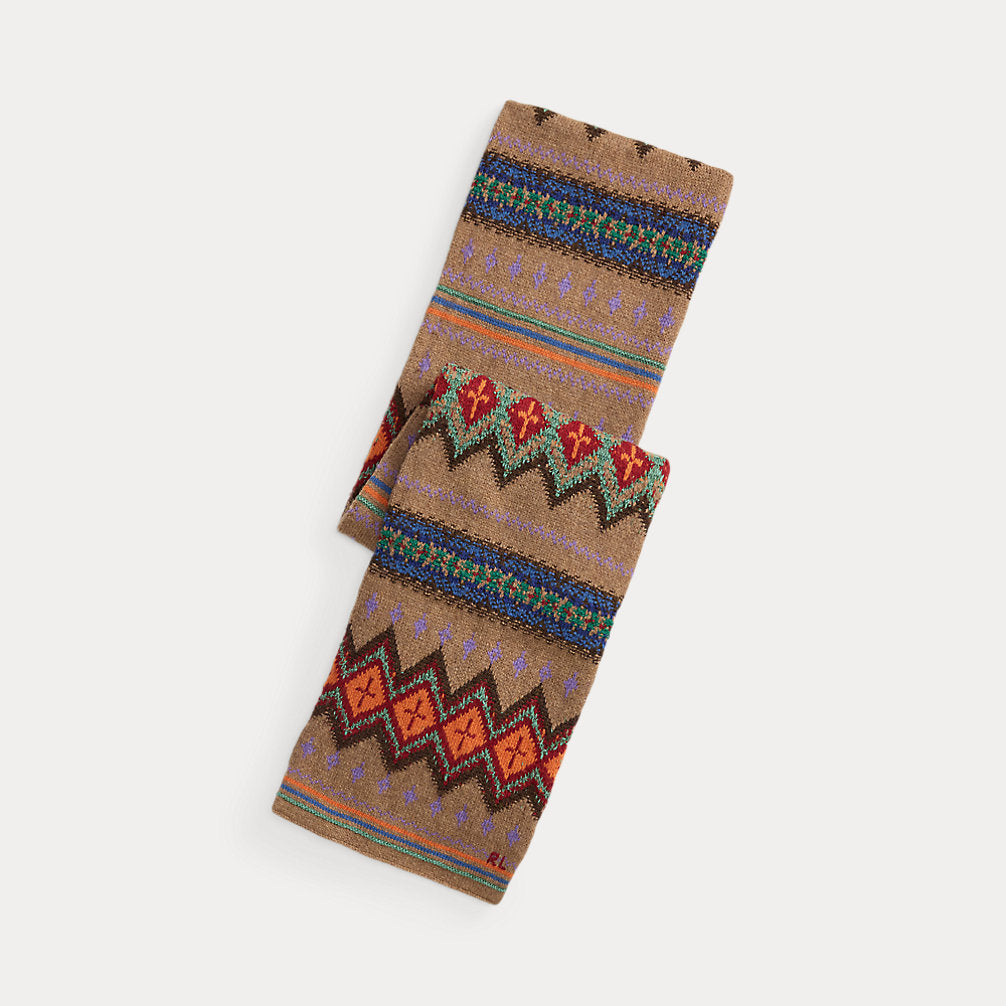 Sciarpa in misto lana a maglia jacquard — Naturale multicolore