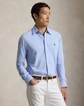 Camicia ultraleggera in piqué — Blu ghiaia