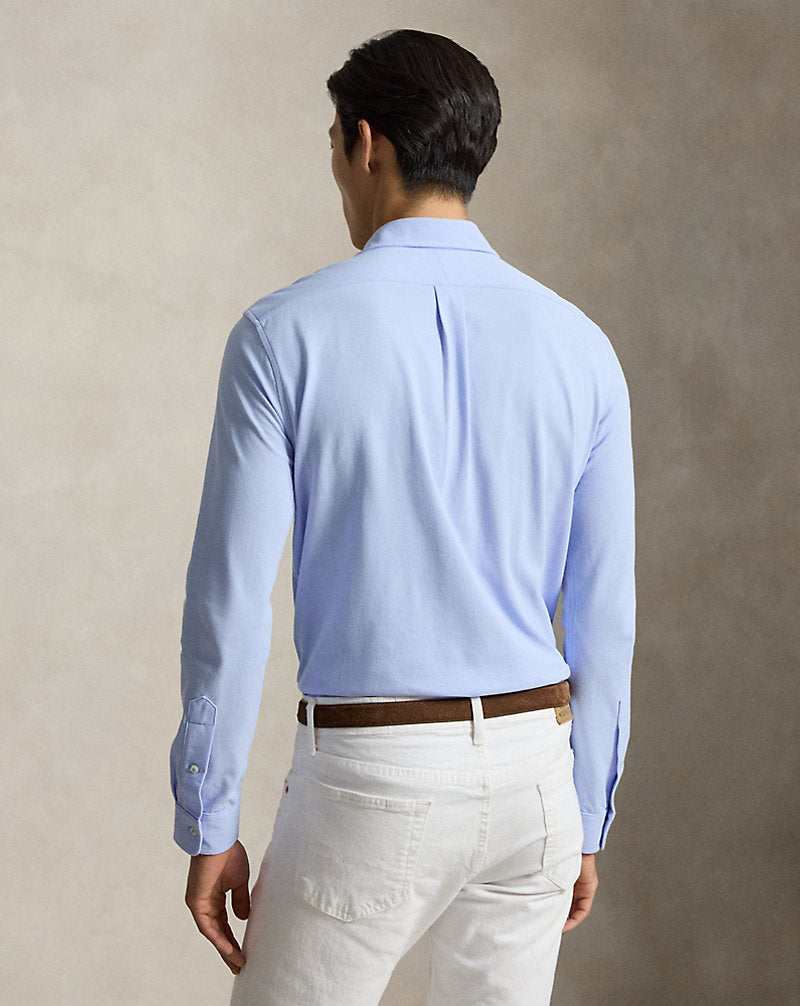 Camicia ultraleggera in piqué — Blu ghiaia