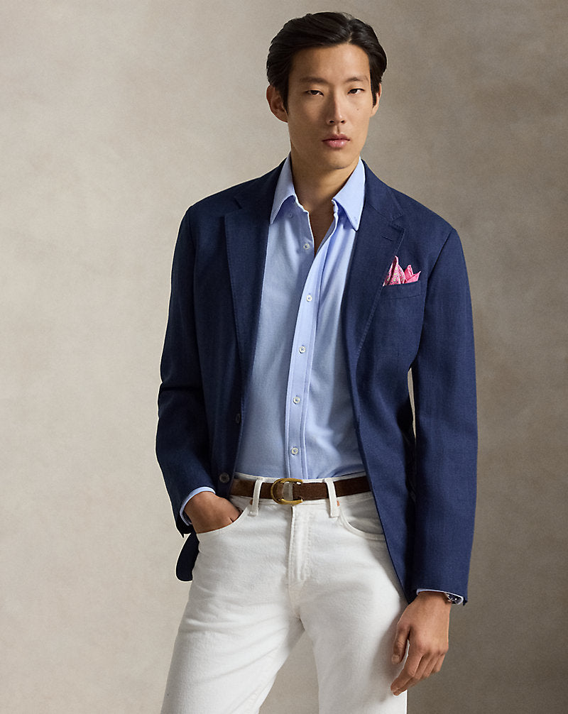 Camicia ultraleggera in piqué — Blu ghiaia