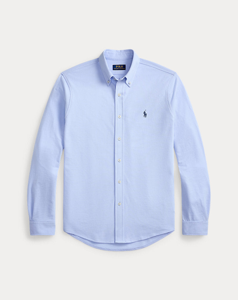 Camicia ultraleggera in piqué — Blu ghiaia