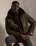 Giacca da aviatore in shearling — Verde mirto/Marrone scuro