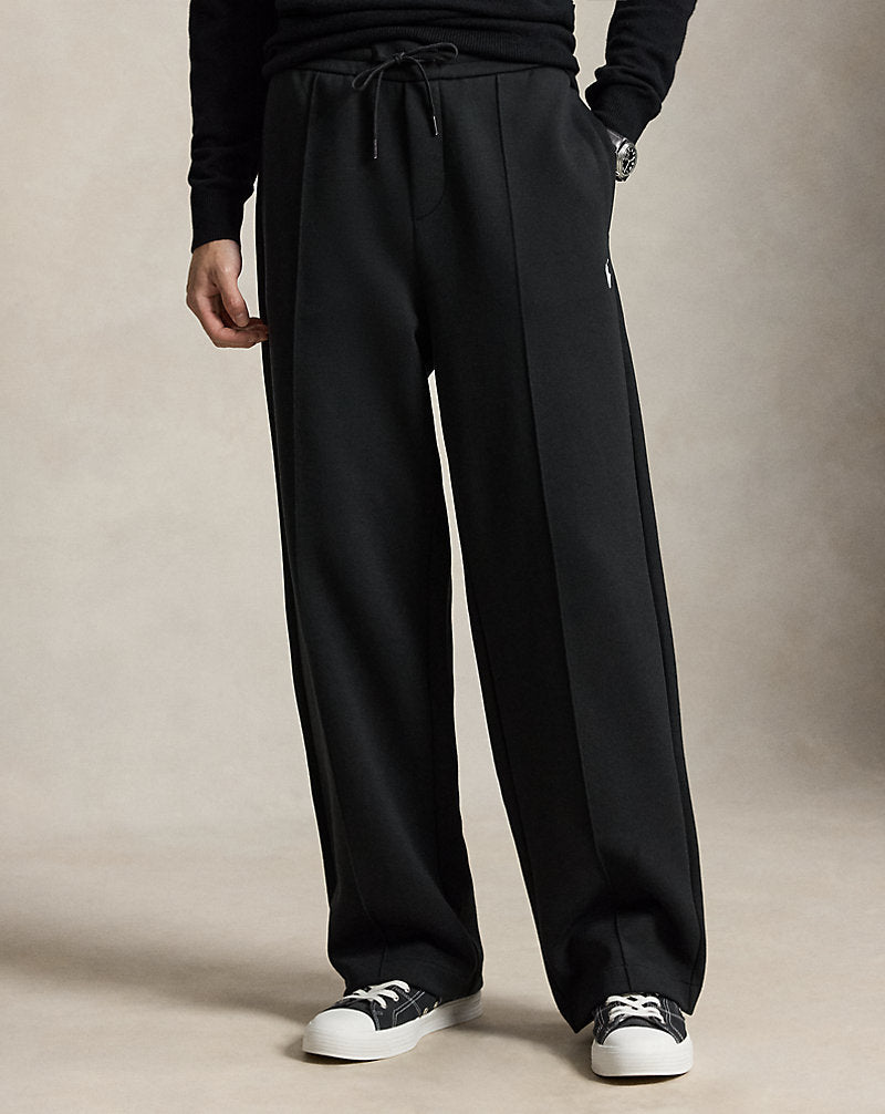 Pantaloni a maglia doppia con coulisse — Nero Polo