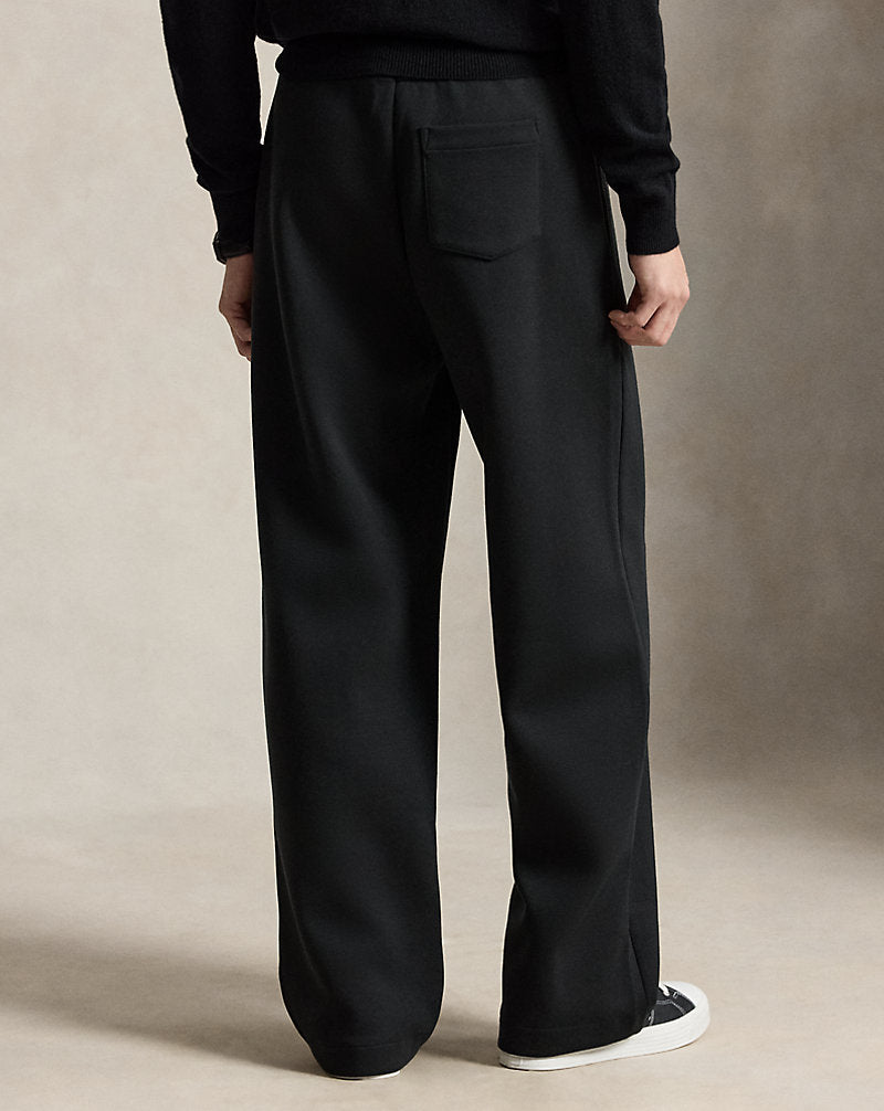 Pantaloni a maglia doppia con coulisse — Nero Polo