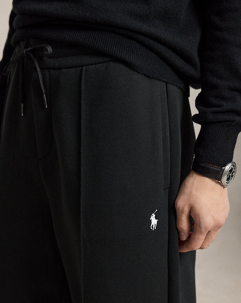 Pantaloni a maglia doppia con coulisse — Nero Polo