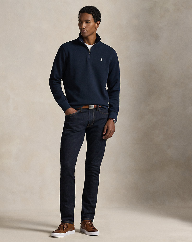 Pullover a maglia doppia con cerniera — Blu navy Aviator
