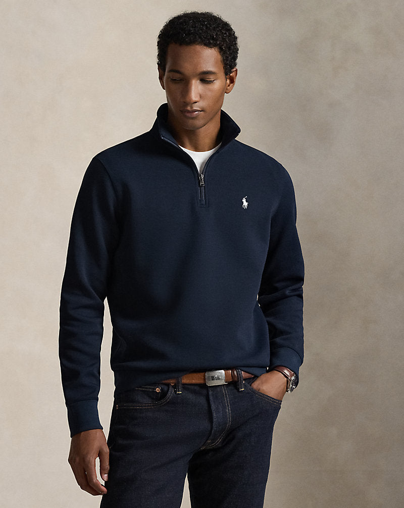Pullover a maglia doppia con cerniera — Blu navy Aviator