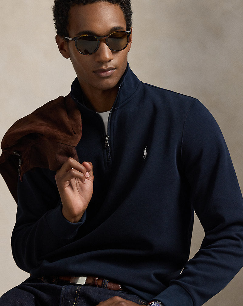 Pullover a maglia doppia con cerniera — Blu navy Aviator