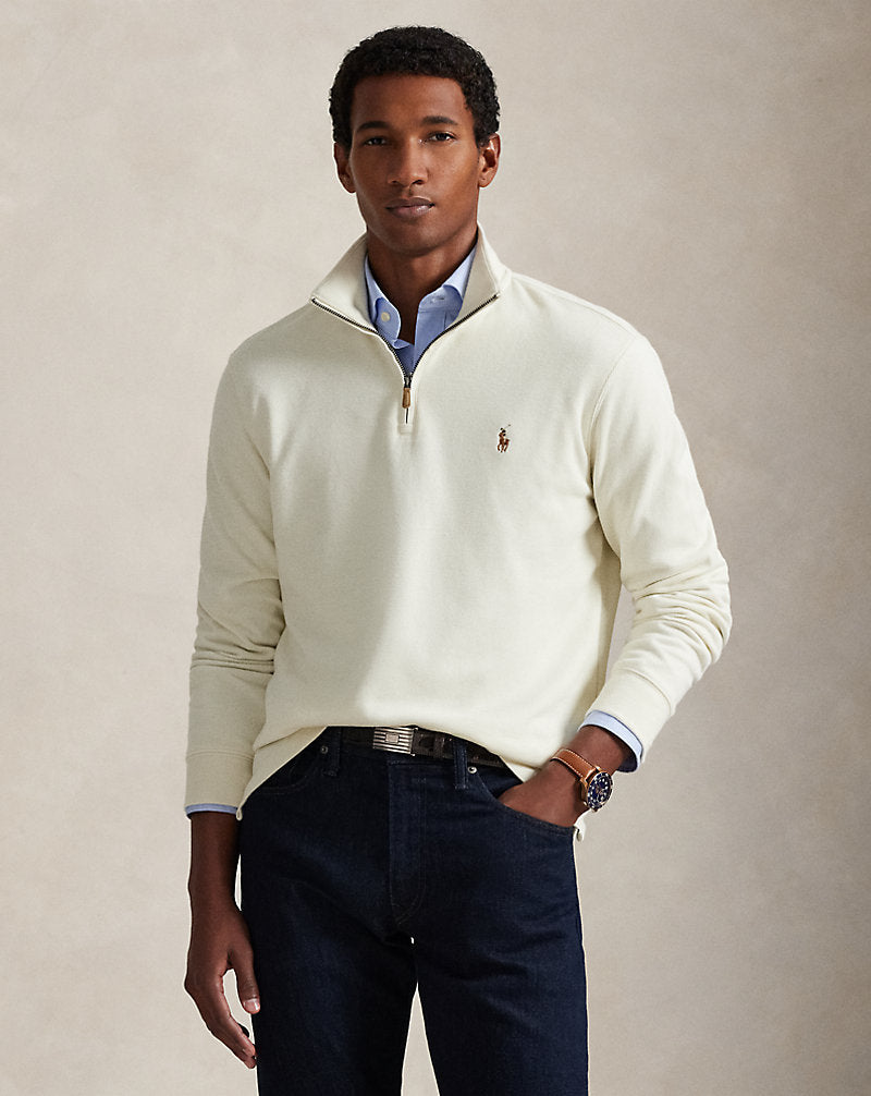 Pullover a coste con cerniera — Panna pergamena