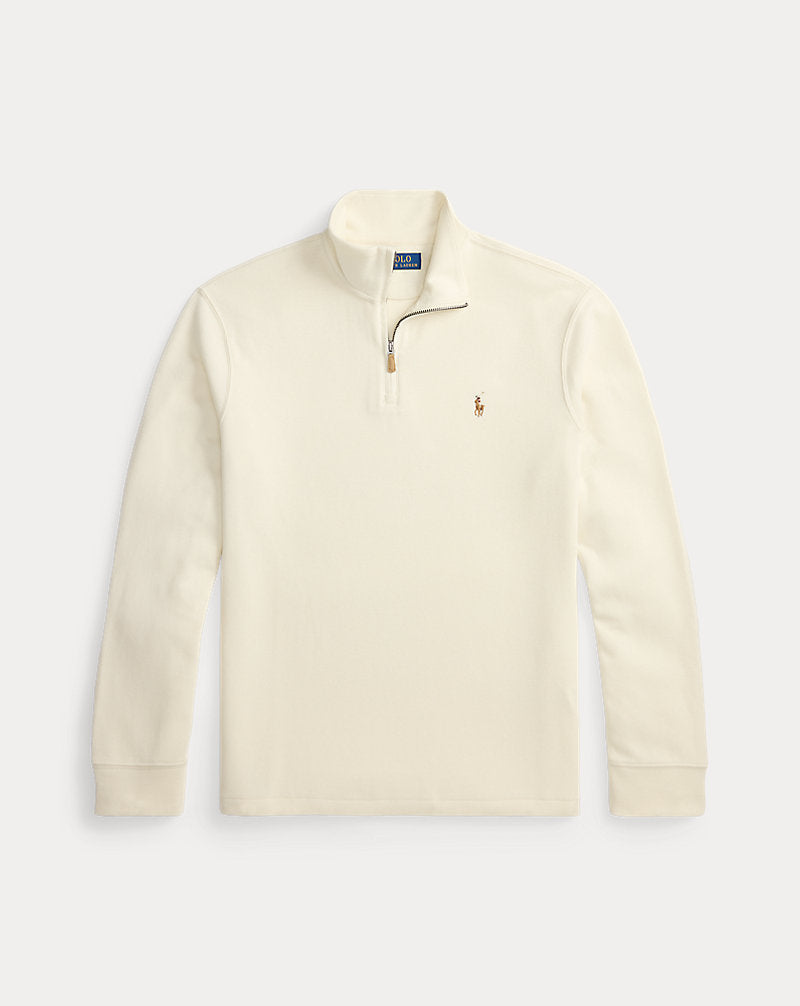 Pullover a coste con cerniera — Panna pergamena