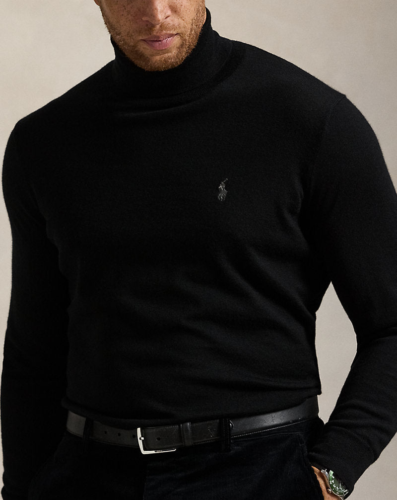 Maglia dolcevita in lana lavabile — Nero Polo