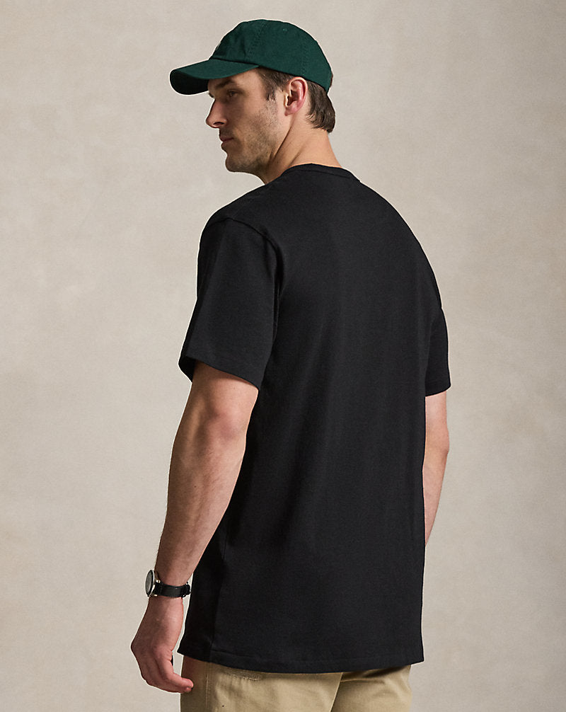Maglietta girocollo in jersey — Nero Polo