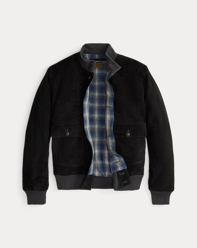 Bomber in camoscio — Nero vintage